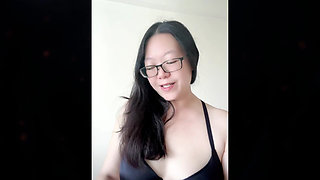 Real Smoking Asian Girl POV: Coming Home to Hot Asian Flashing Her Perky MILF Boobs While Smoking Little Cigars