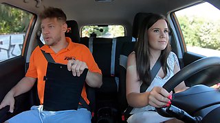 Driving instructor fucks inked beauty behind the wheel in flawless kinks