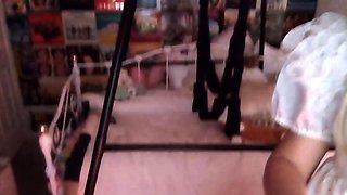 Blonde teen Charlize in hot solo masturbation on her bed