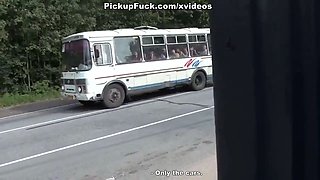 Fuck young girl at the bus stop