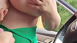 I Was Jerking off in the Car to My Busty BBW Neighbor. She Noticed Me and Offered to Help