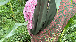 The brother-in-law went to the field with the sister-in-law and showed her tight