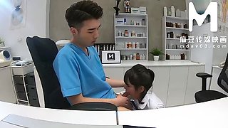 Asian Nurse in Pure White Uniform Gets Creampie - POV Doggystyle & Blowjob