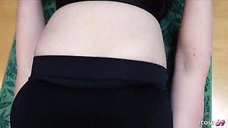 Skinny German Ebony Teen and Ginger Girl Fuck Their Yoga Coach in Hardcore FFM Threesome