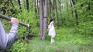 A walk in the woods ended with a sudden bdsm session for a young russian bitch
