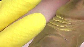 My Stepsister Is in a Deserted Place Wearing Yellow Dishwashing Gloves