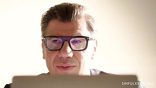 Denis Marti & Karina King Romantic Sex - Big Tit Milf No Panties at Work Blowjob & Doggystyle