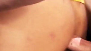 Sweet babe in costume gets fucked in her wet shaved pussy