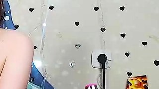 Amateur redhead fully nude on bed and masturbating