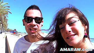 Brunette slut Samia Christal enjoys anal sex outdoor