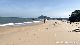 Gorgeous outdoor pissing with a long-legged redhead Sakura Hell