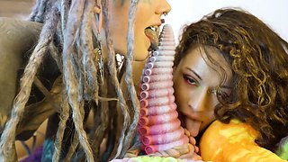 Lesbians Go EXTREME Massive Anal Gaping with Insane Toys in Neon Fishnets!