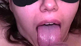 Homemade Blindfolded Amateur Cumshot and Swallow