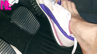 Barefoot Revving in Puma Sneakers