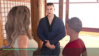 3D animated hot blonde college teacher in a sexy dress tempts with her enthusiasm