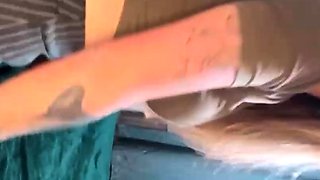 Blonde with a WET PUSSY shakes her booty in a short