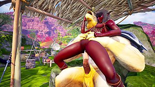 Wild Sin's werewolf knotted and double penetrating elf nymph with lizardman, ending in monster cock anal creampie