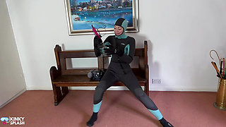 Agent Ariel Anderssen's Gas Mask Wetsuit Discipline for Lucy Humiliated & Made to Cum in Cold Shower