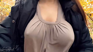 Hard Nipples Through Shirt, Outside. (short tease)