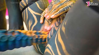 Split Tongue Lesbians Tattooed Toy Play ANAL and ATM