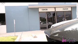 Nasty blonde babe banging a smoking hot secretary