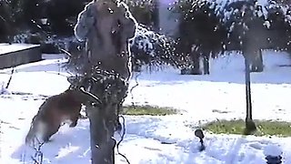 Naked Blonde Girl Outdoors on a Snowy Day