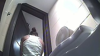 Incredible teen white ass of a hot brunette filmed in the toilet room