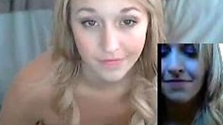 Close up with blonde hottie blowing a large dick