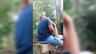Real couple fucking in a natural park t