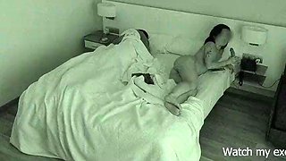 Cheating wife mastubates watching porn next to husband. Almost caught!!