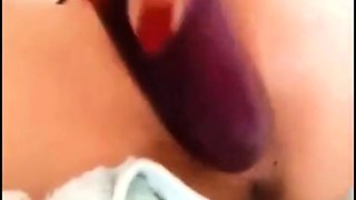 hot korean teen masturbates using eggplant