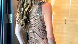 Sexy Blonde Babe With Big Boobs Strips Bra