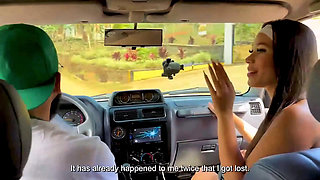 Brunette Gets Picked up and Fucked Inside a Car by a Stranger's Huge Cock