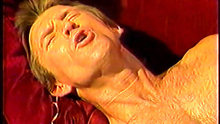 Horny blonde whore takes cock up her hairy pussy from the back - Vintage compilation