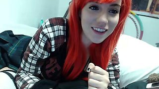 Petite amateur redheaded teen pisses and sucks cock