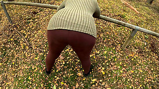 Naked ass and tits spanking in the woods