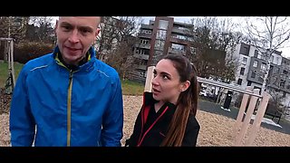 HUNT4K. She ripped her leggings and sucked stranger s cock in front of her BF for new ones: Porn