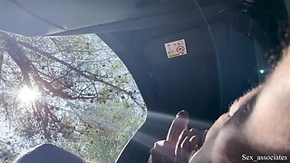 Caught jerking off in his car a big ass blondie who rode him after