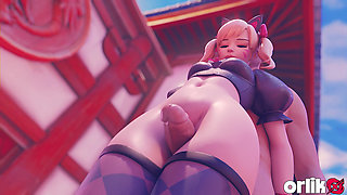 D.va Thighjob on Beach & Anal Cowgirl Creampie Happy Ending (3d Overwatch Animation)