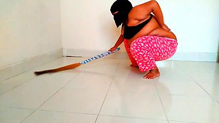 BBW Arabian Hot Amateur Maid Dirty Fucks the Owner & Destroys Her Big Ass, While Sweeping the Office Room - Big Boobs & Huge Ass