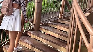 Risky public bus handjob with cum on russian babe's hand
