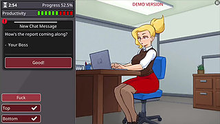 Office girl with big boobs and big ass barely working