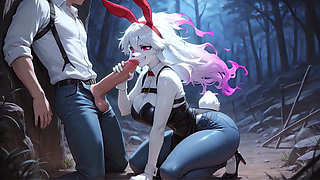 ATKINS HEAVEN - Late Night Blowjob By A Sexy Bunny With Thick Thighs In A Forest