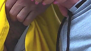 Risky Handjob Inside Public Transport! Dirty Stranger Ejaculate Using Girl's Hand