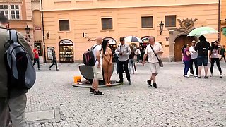 Busty Alex Black Nude In Public on Prague Streets - Czech