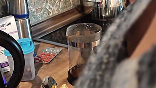 Hot Housewife MILF Gets Fucked and Fingered in the Kitchen. She Still Wears the Buttplug of the Morning Sex She Just Received