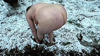 Naked Busty Girl in the Snow – Public Nudity and Humiliation