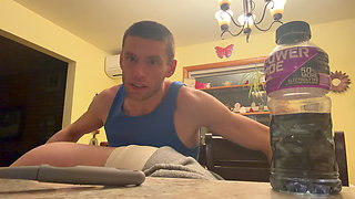 Bend Emo Girl Over Kitchen. Stool in Bright Airy Kitchen Dirty Talk Whole Time