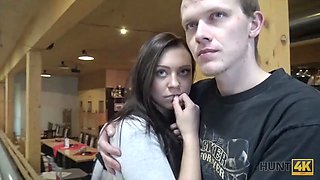 Hunt4k. innocent teen copulates with man in pub while bf is around