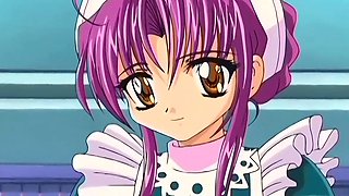 Sexy anime maid sucks dick